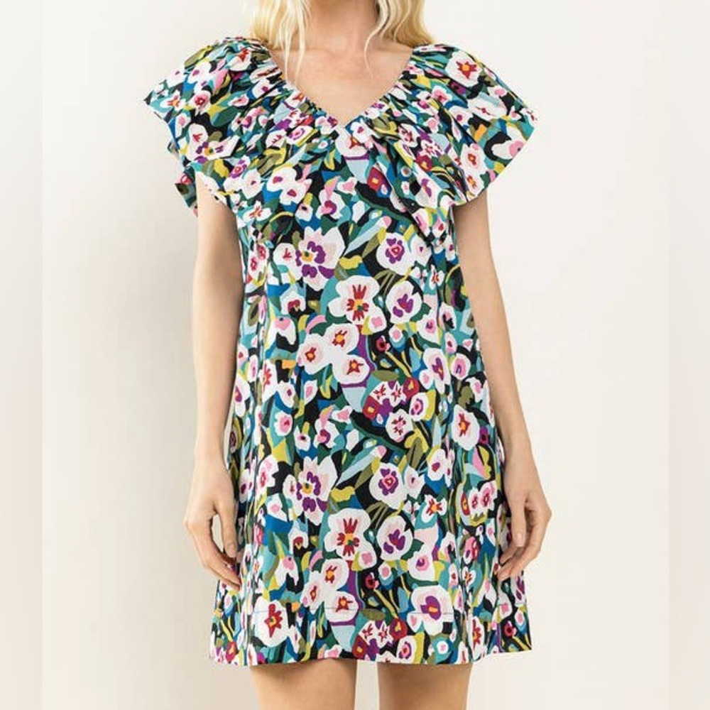 Pansy Petals Ruffle Dress
